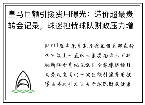皇马巨额引援费用曝光：造价超最贵转会记录，球迷担忧球队财政压力增大