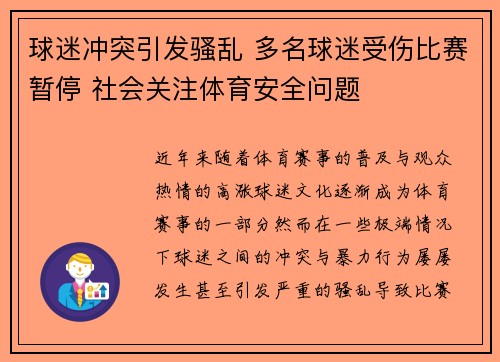 球迷冲突引发骚乱 多名球迷受伤比赛暂停 社会关注体育安全问题
